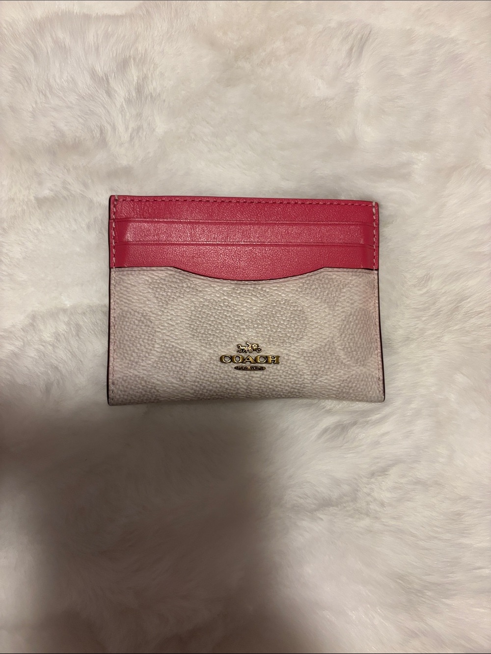Coach Pink and Chalk Slim Card Holder